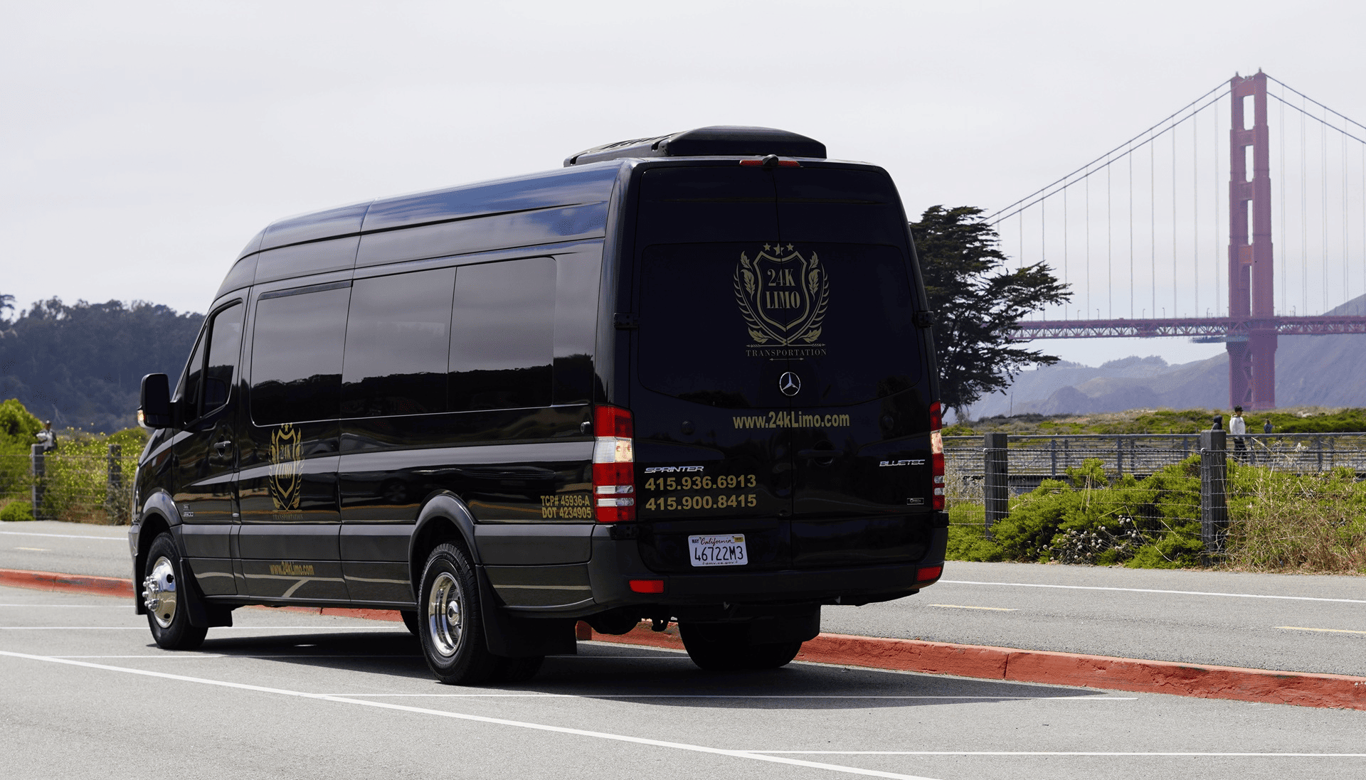 24K Limo luxury van driving on the highway